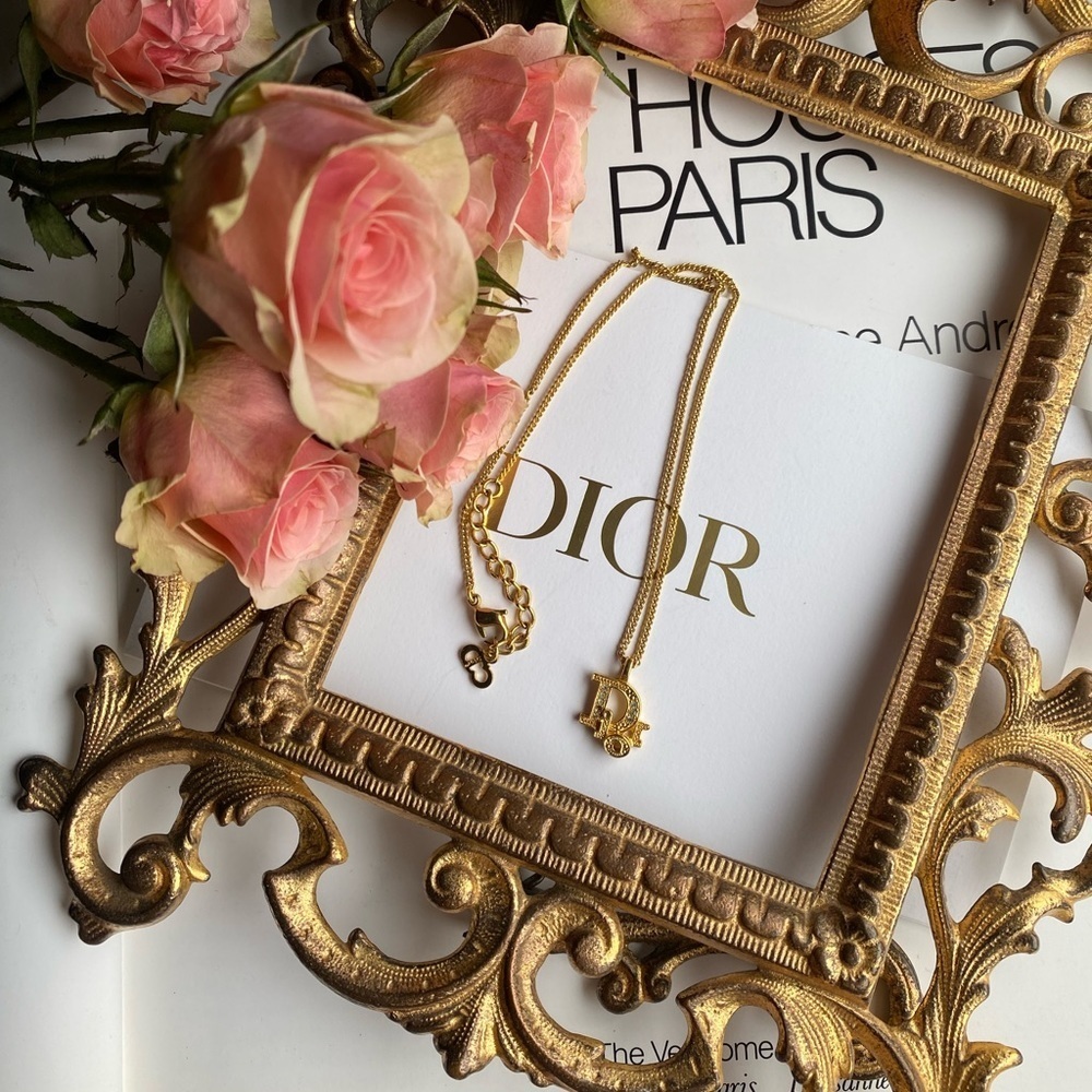 AUTHENTIC Christian Dior vintage gold tone logo necklace - Picture 13 of 15